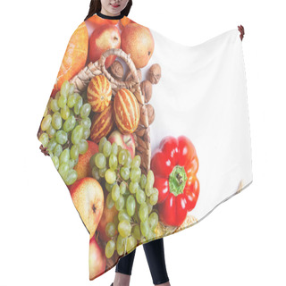 Personality  Happy Thanksgiving Day Background, Table Decorated With Pumpkins, Maize, Fruits And Autumn Leaves. Harvest Festival. The View From The Top. Horizontal. Background With Copy Space. Hair Cutting Cape