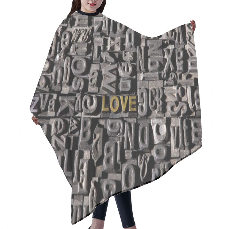 Personality  iron lead letters forming word love hair cutting cape