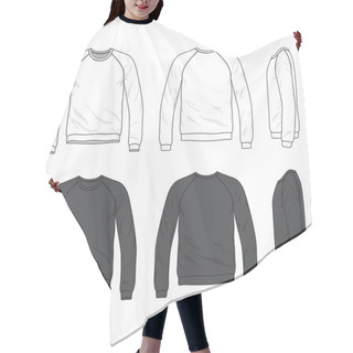 Personality  Front, Back And Side Views Of Blank Raglan Long Sleeve Sweatshir Hair Cutting Cape