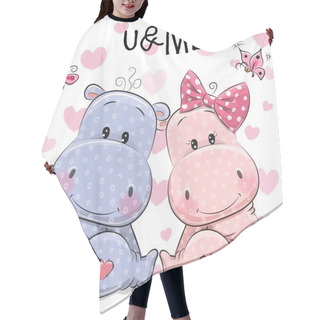 Personality  Two Cute Hippos Hair Cutting Cape