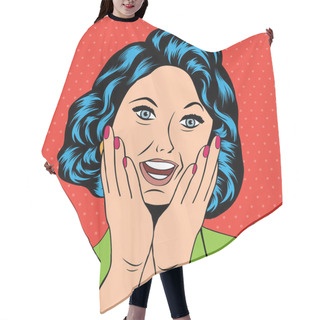 Personality  Pop Art Illustration Of A Laughing Woman Hair Cutting Cape