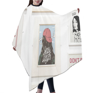 Personality  Collection Of Inspirational Artwork On A Wall Hair Cutting Cape