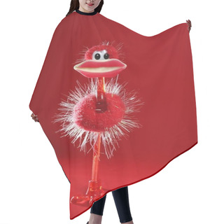 Personality  Funny Red Ostrich Toy With Candy Hot Lips Hair Cutting Cape
