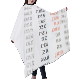 Personality  Balance Sheet In Pounds On Screen. Hair Cutting Cape