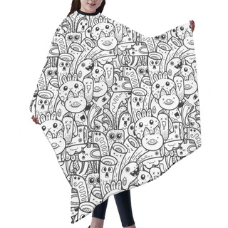 Personality  Funny Doodle Monsters Seamless Pattern For Prints, Designs And Coloring Books Hair Cutting Cape