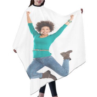 Personality  Woman Jumping In Joy Hair Cutting Cape