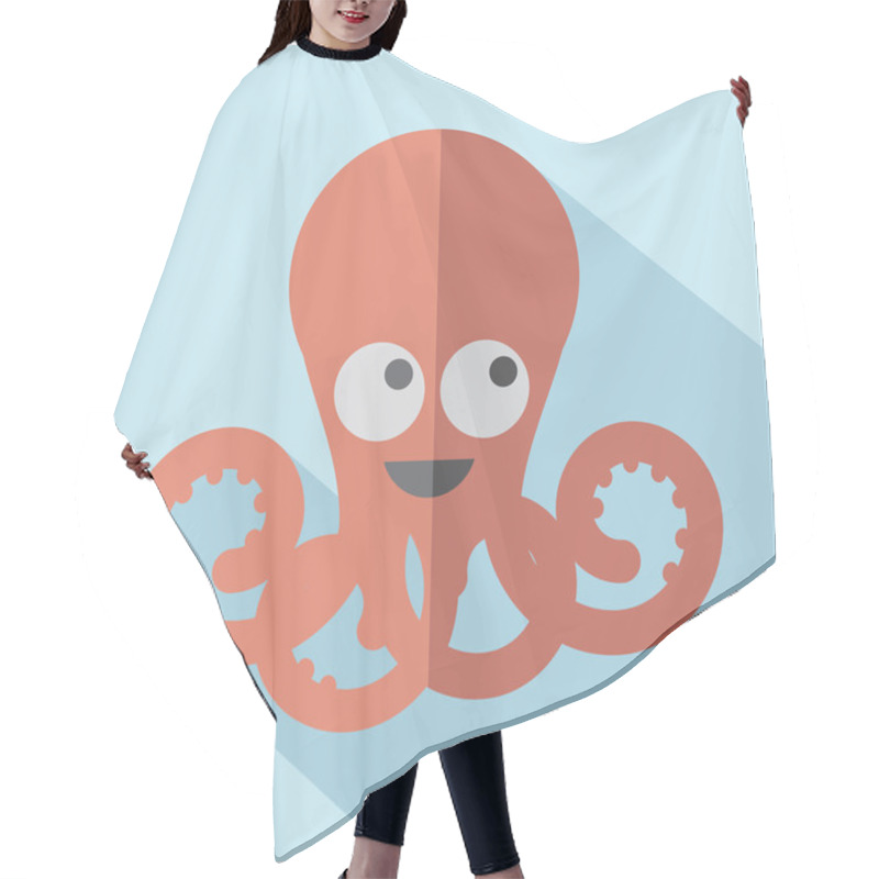 Personality  Modern Flat Design Octopus Icon Vector Illustration Hair Cutting Cape