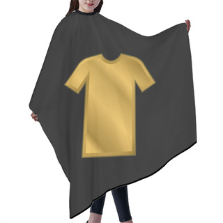 Personality  Black Tshirt Gold Plated Metalic Icon Or Logo Vector Hair Cutting Cape