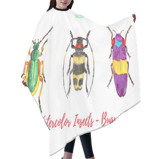 Personality  Set Of Hand Painted Watercolor Insects Hair Cutting Cape