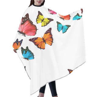 Personality  Background With Colorful Butterflies. Vector. Hair Cutting Cape