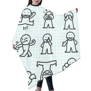 Personality  Emotion Cartoon On Graph Paper. Hair Cutting Cape