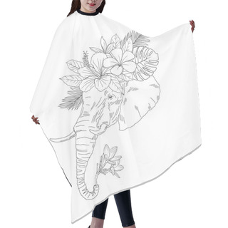 Personality  Elephant Head Side View Hand Drawn Sketch Hair Cutting Cape
