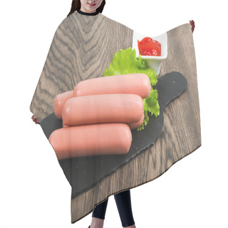 Personality  Boiled Sausages With Salad And Ketchup Hair Cutting Cape