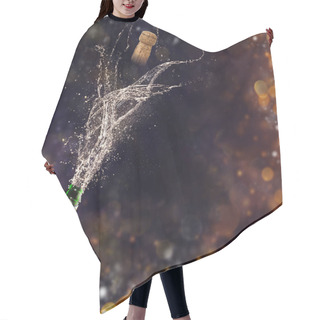 Personality  Bottle Of Champagne With Glasses Over Fireworks Background Hair Cutting Cape