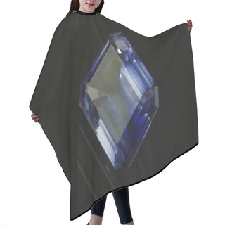 Personality  Grinded Synthetic Corundum - Sapphire On Black Background. Emerald Cut. Hair Cutting Cape