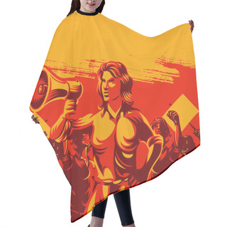 Personality  Vintage Propaganda Poster In Specific Communist Style  Hair Cutting Cape