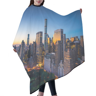Personality  New York City - Amazing Sunrise Over Central Park And Upper East Side Manhattan - Birds Eye - Aerial View Hair Cutting Cape