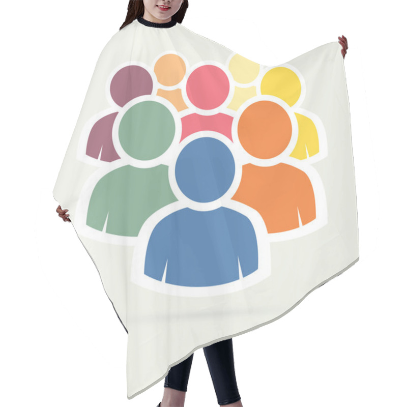 Personality  Illustration Of Crowd Of People - Icon Silhouettes Vector. Socia Hair Cutting Cape