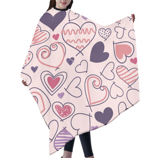 Personality  Seamless Background Of Hand Drawn Stylized Hearts, Valentine's Day Greeting Card. Hair Cutting Cape