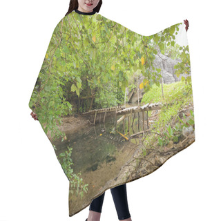 Personality  Abandoned Bridge Across A Stream Hair Cutting Cape