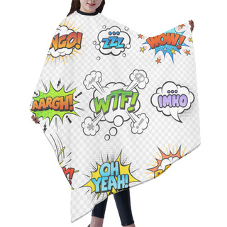 Personality  Set Of Comic Bubble Speech Clouds, Onomatopoeia Hair Cutting Cape