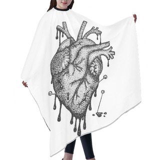 Personality  Dotwork Heart With Blood Hair Cutting Cape