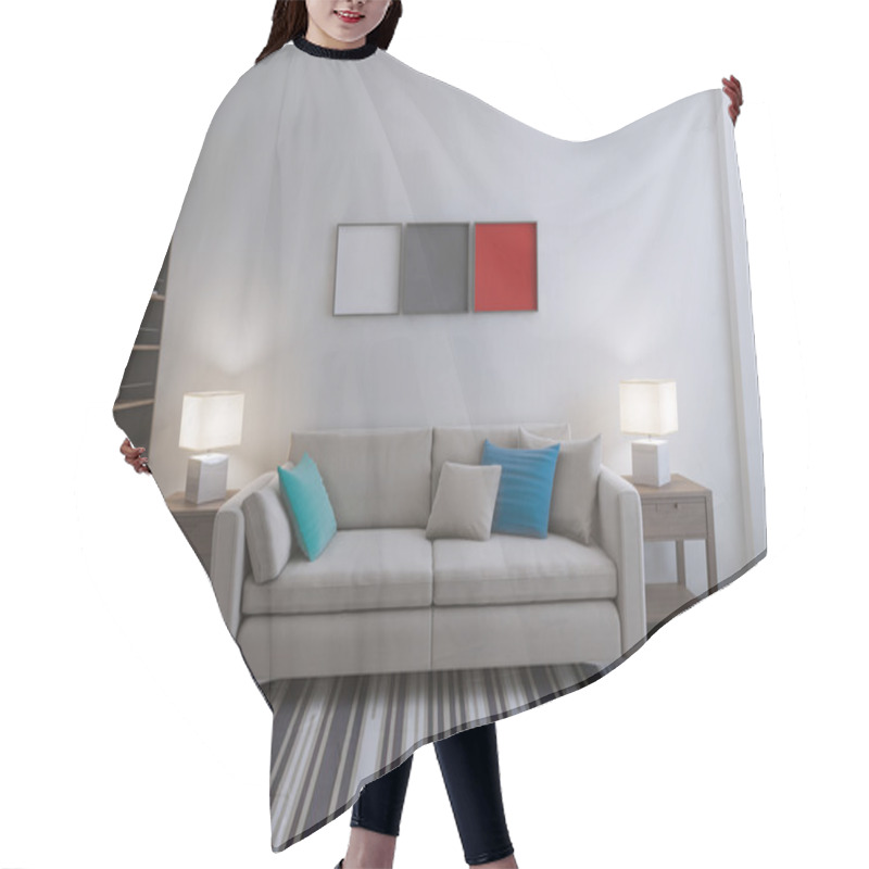 Personality  Modern lounge room idea hair cutting cape