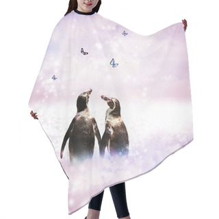 Personality  Penguin Couple In Fantasy Landscape Hair Cutting Cape