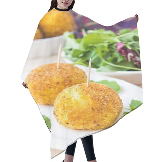 Personality  Italian Appetizer Arancini, Rice Balls Stuffed With Meat In Oil Hair Cutting Cape
