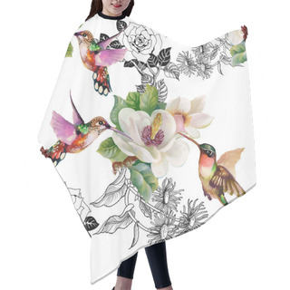 Personality  Wild Exotic Birds On Branch Hair Cutting Cape