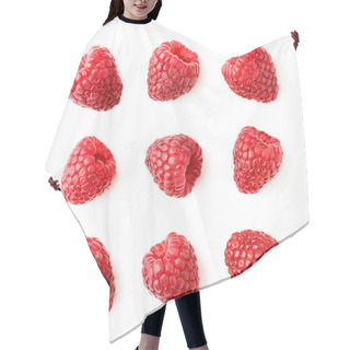 Personality  Set Of Raspberry Berries On A White Background. The View Of Top. Hair Cutting Cape