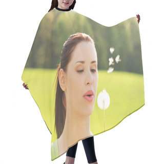 Personality  Woman Blowing On A Dandelion Hair Cutting Cape