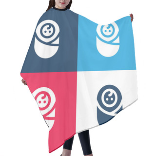 Personality  Baby Blue And Red Four Color Minimal Icon Set Hair Cutting Cape