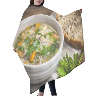 Personality  Chicken Soup With Rice And Vegetables Hair Cutting Cape