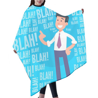 Personality  Corporate Character Making A Presentation With A Lot Blahs Hair Cutting Cape