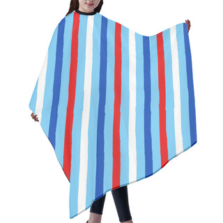Personality  Stripes Pattern Design In USA Colors - Funny Drawing Seamless Lines Pattern. Poster Or T-shirt Textile Graphic Design. Wallpaper, Wrapping Paper. Happy Independence Day. Red, White And Blue Hair Cutting Cape
