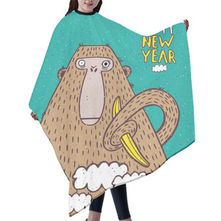 Personality  Happy New Year Monkey With Banana Hair Cutting Cape