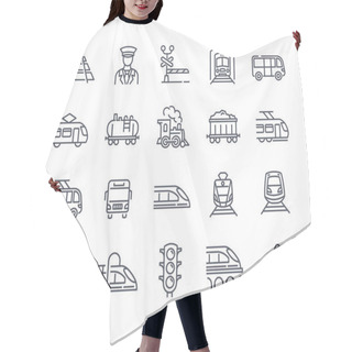 Personality  Large Set Of 25 Transport Icons With Trains And Trams Hair Cutting Cape