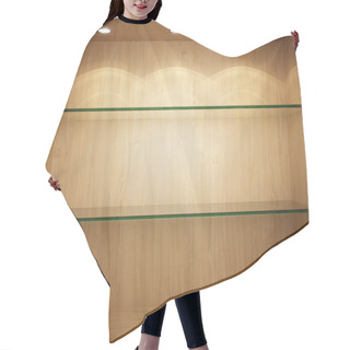 Personality  Empty Wooden Showcase With Glass Shelves Hair Cutting Cape