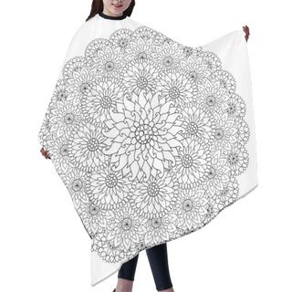 Personality  Black And White Circle Floral Ornament. Round Lace Flower Mandal Hair Cutting Cape
