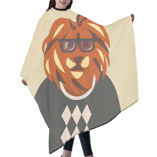 Personality  Hipster Lion In Sweater And Glasses Hair Cutting Cape