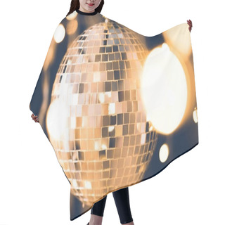 Personality  Golden Glossy Disco Ball With Christmas Lights Around Hair Cutting Cape
