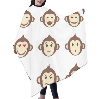 Personality  Icons, Monkeys, Emotions, Different, Small, Color, Flat. Hair Cutting Cape