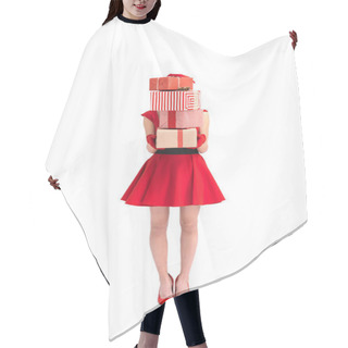 Personality  Woman Holding Christmas Gifts Hair Cutting Cape