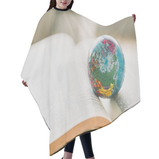 Personality  World Globe On  Book. Education School Concept Hair Cutting Cape