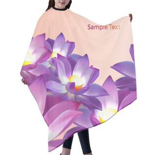 Personality  Vector Floral Background With Violet Lotuses And Place Fro Text Hair Cutting Cape