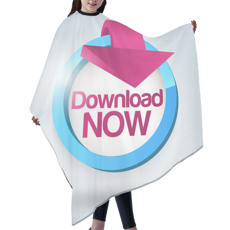 Personality  Download Now Button. Vector Hair Cutting Cape