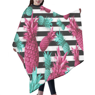 Personality  Background Of Tropical Fruits, Pineapples, Abstraction Hair Cutting Cape