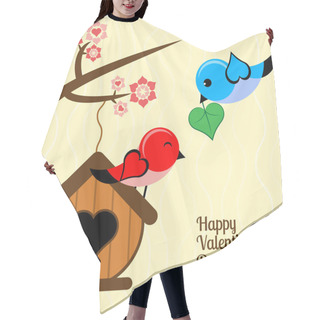 Personality  Vector Card For Valentine's Day With Birds. Hair Cutting Cape