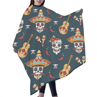 Personality  Mexican Sugar Skulls With Chili Peppers Hair Cutting Cape